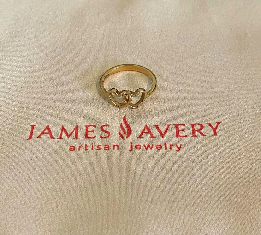James Avery 14k Yellow Gold Two Hearts Together Ring Size 7